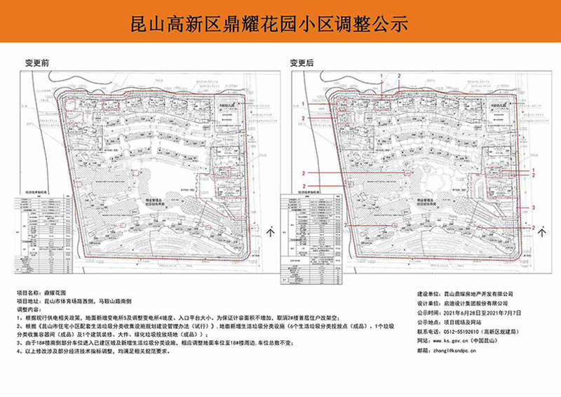 昆山高新区鼎耀花园小区调整公示